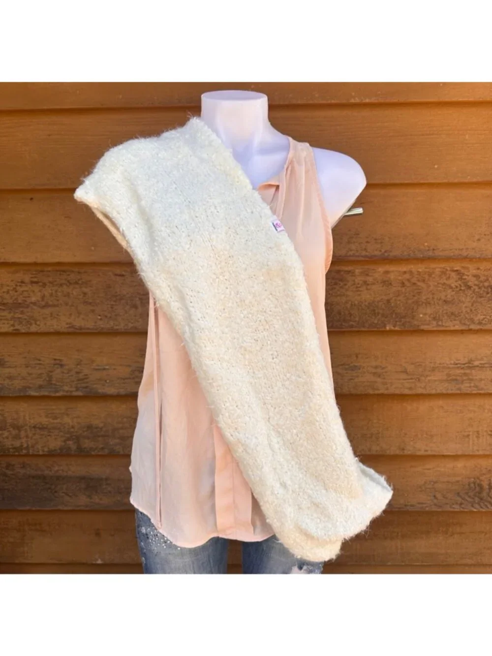 Cuddl Duds Cream Knit Infinity Scarf Soft Polyester Nylon Blend